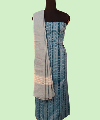 Sky blue cotton handwoven nuapatna dress material