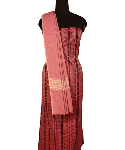 Charm pink handwoven cotton nuapatna dress material