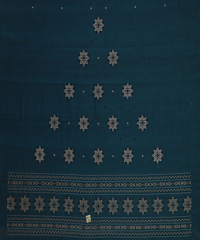 Blue black handwoven cotton bomkai dress material