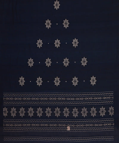 Navy black handwoven cotton bomkai dress material