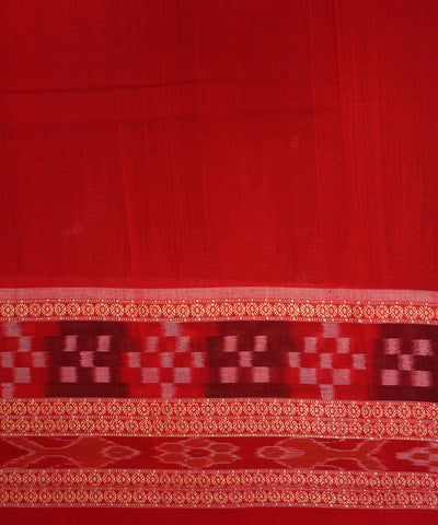 Dark green red handloom cotton sambalpuri saree