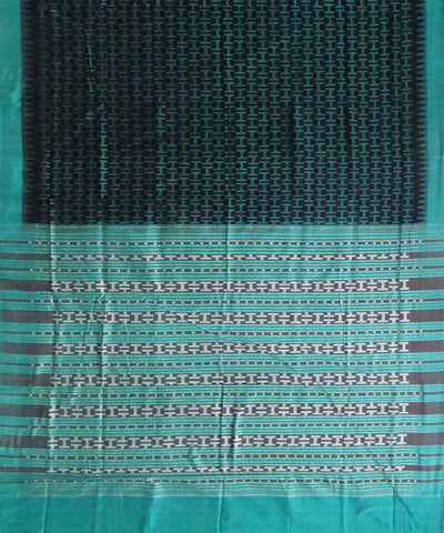 Green Black Cotton Sambalpuri Handloom Saree