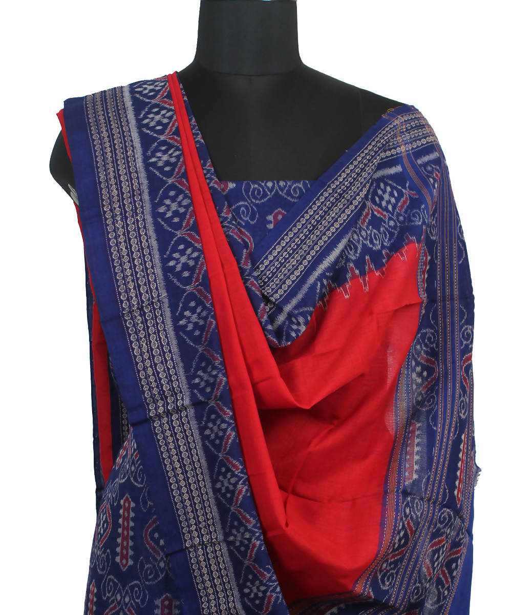 Blue red handloom sambalpuri cotton dress material