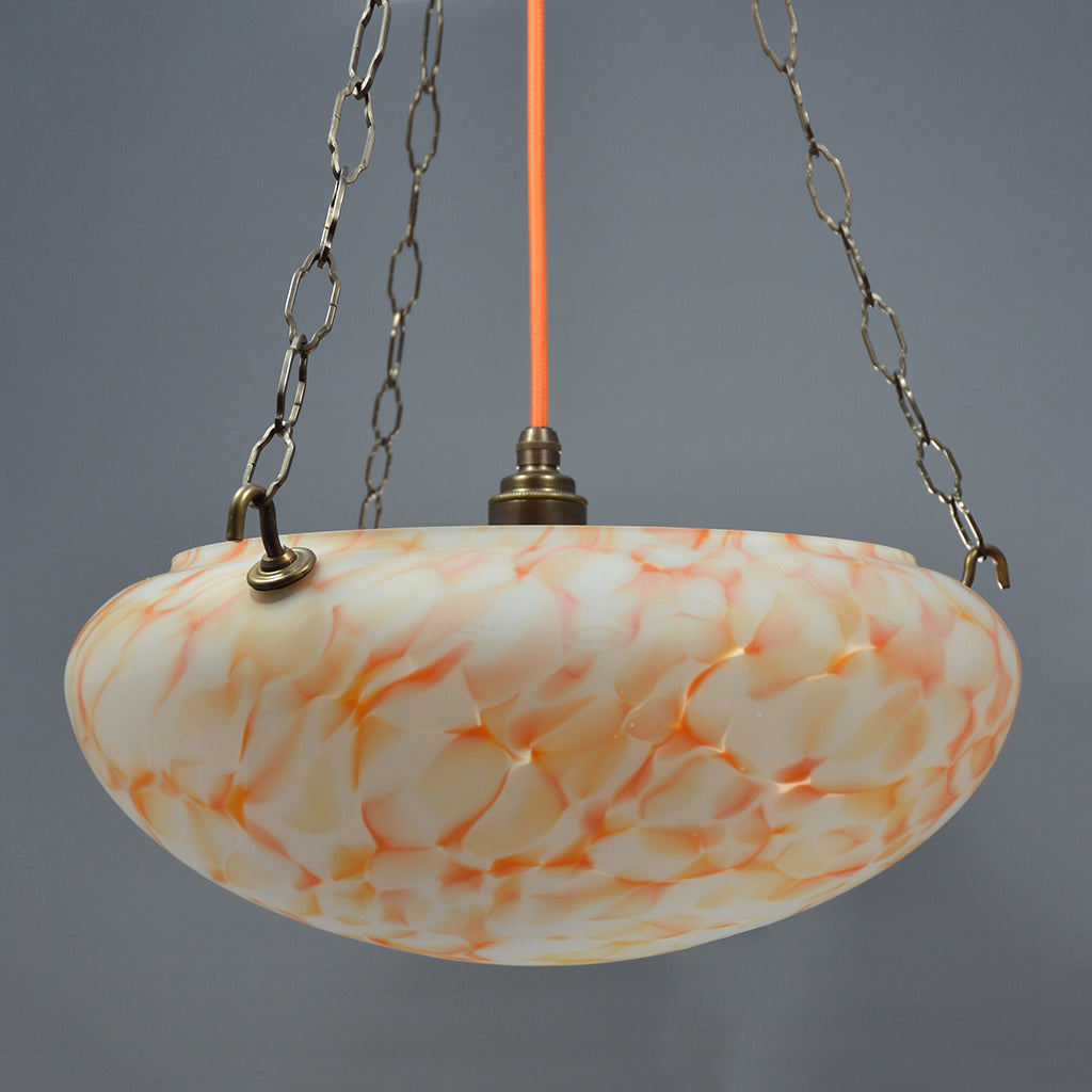 Orange Flakestone Art Deco Flycatcher Glass Bowl Ceiling Light
