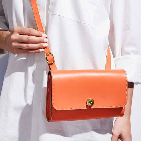 Sbri - Cross Body Bag in Orange Leather