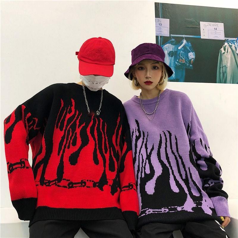 sweater with flames