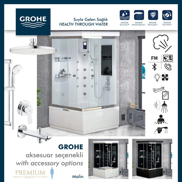 Grohe | Malin kare küvetli, jakuzili Kompakt Duş Sistemi