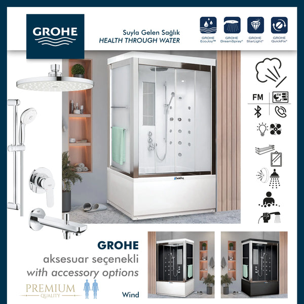 Grohe Wind küvetli, jakuzili, buharlı, kompakt duşakabin, Ankara