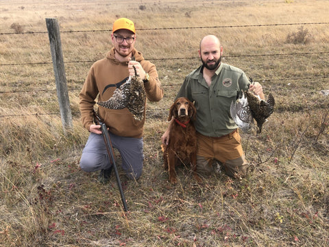 Tristan and Graeme on an upland hunt with Johnny Cash