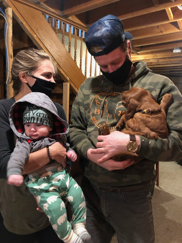 Finn with a puppy from the litter