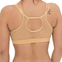 creme nylon and power mesh racerback