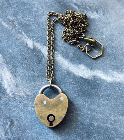 Handmade Antique heart lock necklace