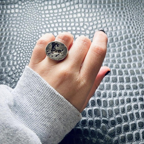 Vintage Aries ring zodiac sign astrology jewelry