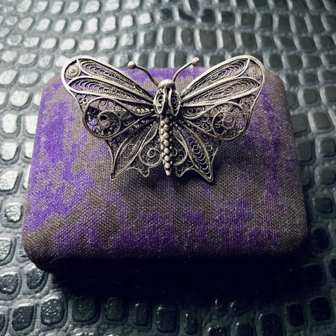 Antique Filigree Butterfly Brooch