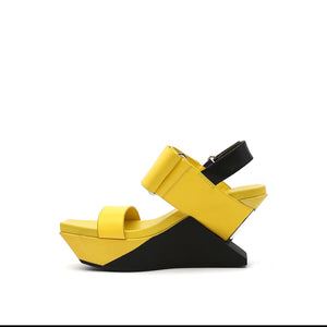 yellow wedge sandal