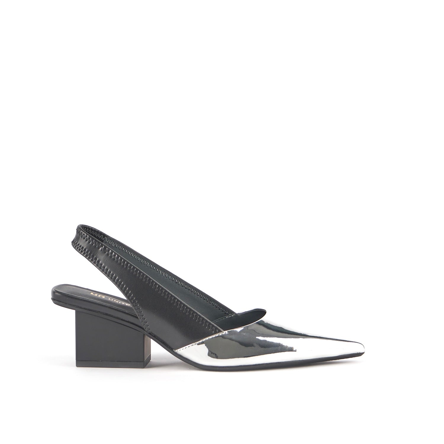 raila slingback mid black silver outside view