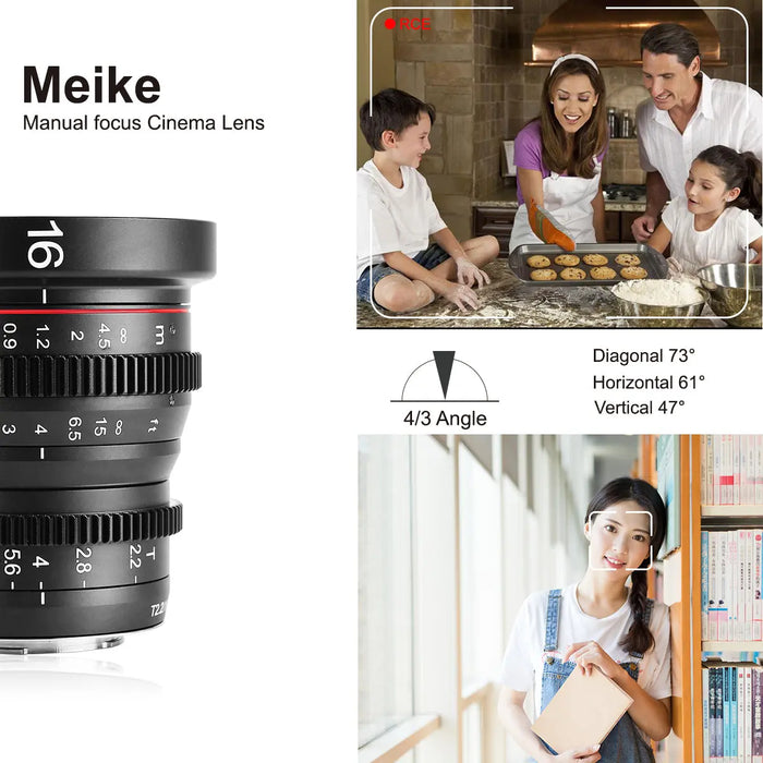 Meike 16mm T2.2 m4/3 マニュアルフォーカス シネマレンズ用 マイクロ