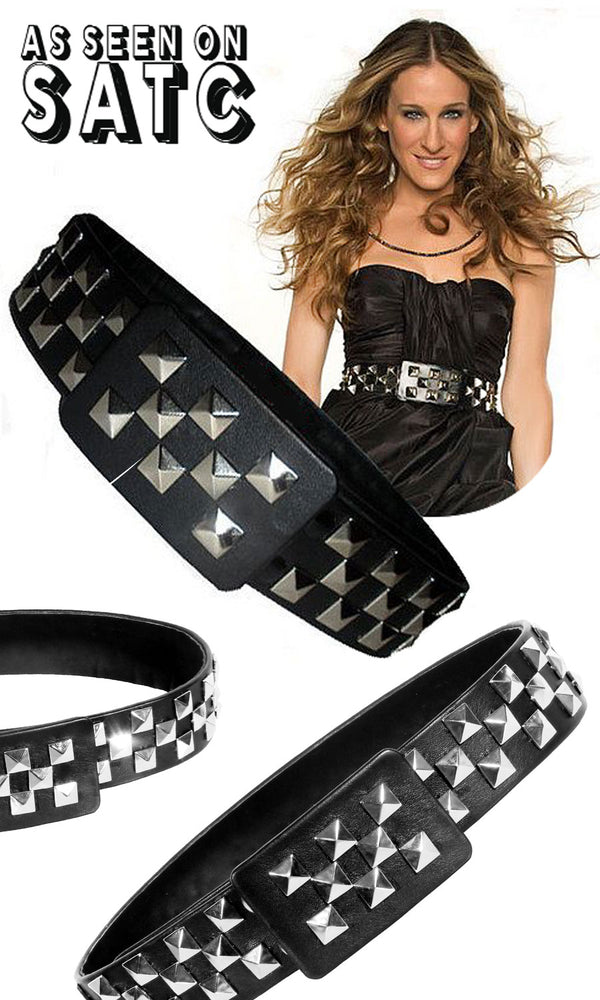 patricia field black studded belt