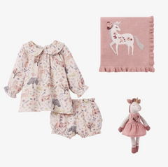 unicorn print dress baby gift set