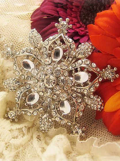 Silver Star Crystal Bridal Brooch