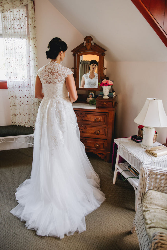 Amber's boho lace wedding dress