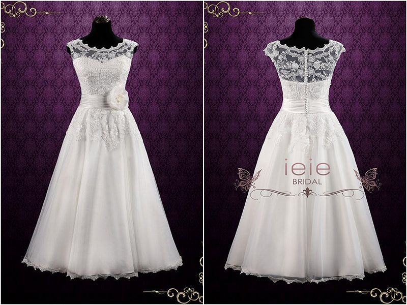 Ankle Length Lace Wedding Dress