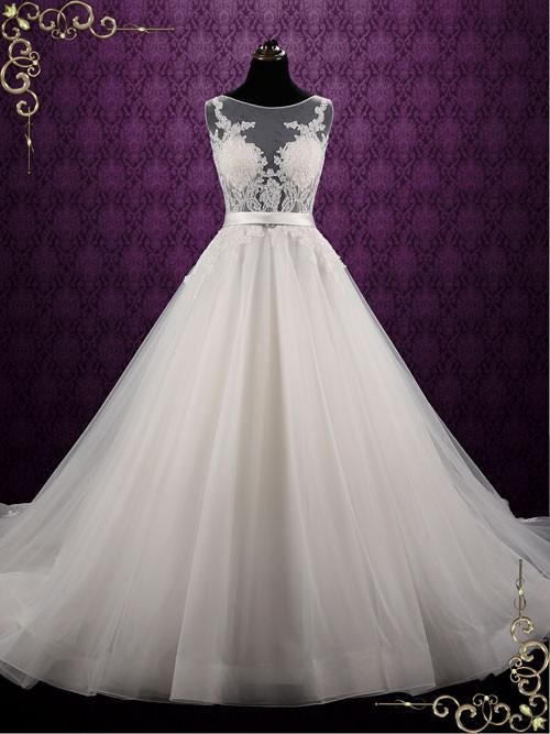 Ballgown Style Lace Wedding Dress with Open Back
