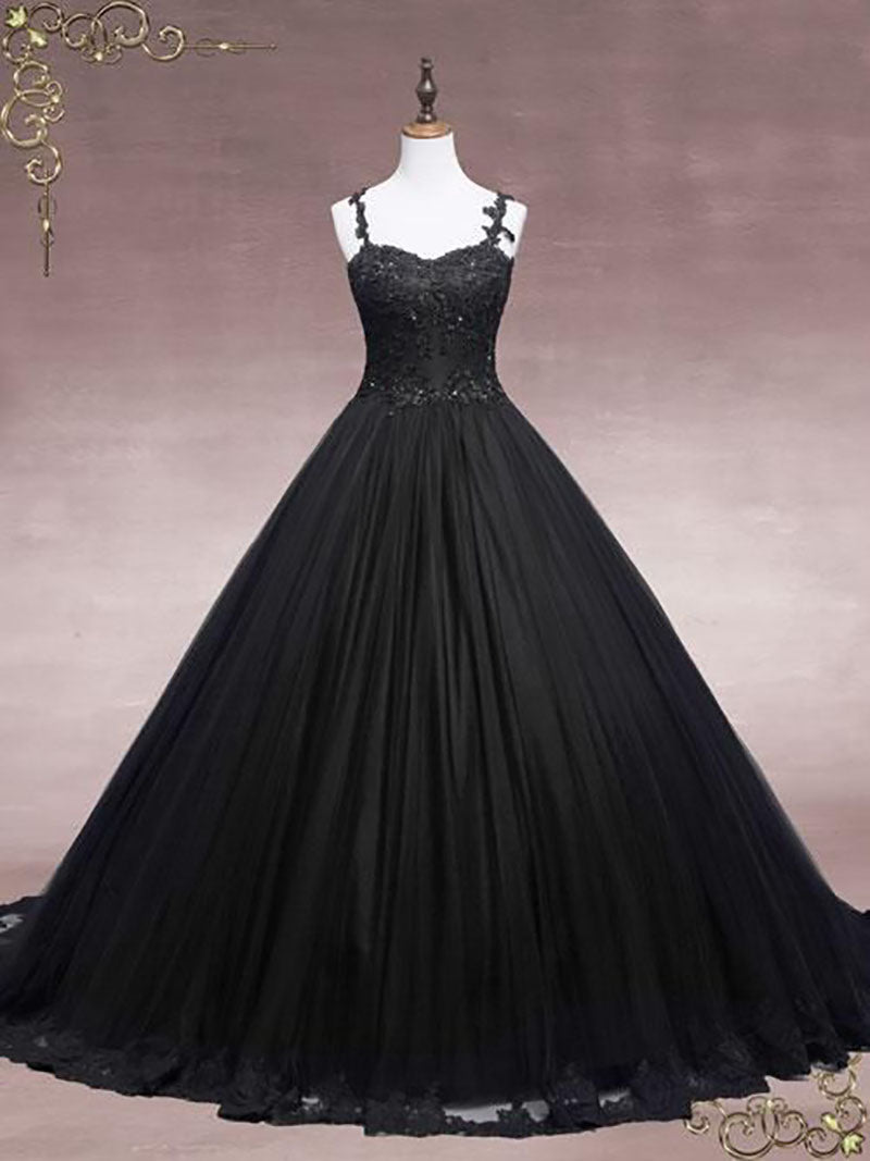 Black Lace Ball Gown Wedding Dress