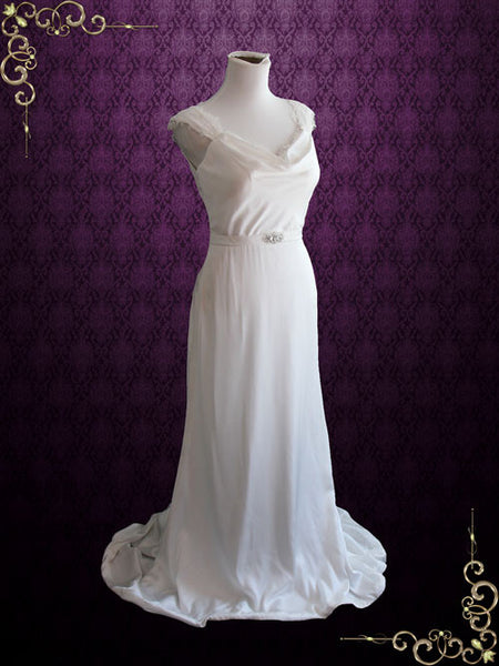Cowl Neck Slim A-line Wedding Dress