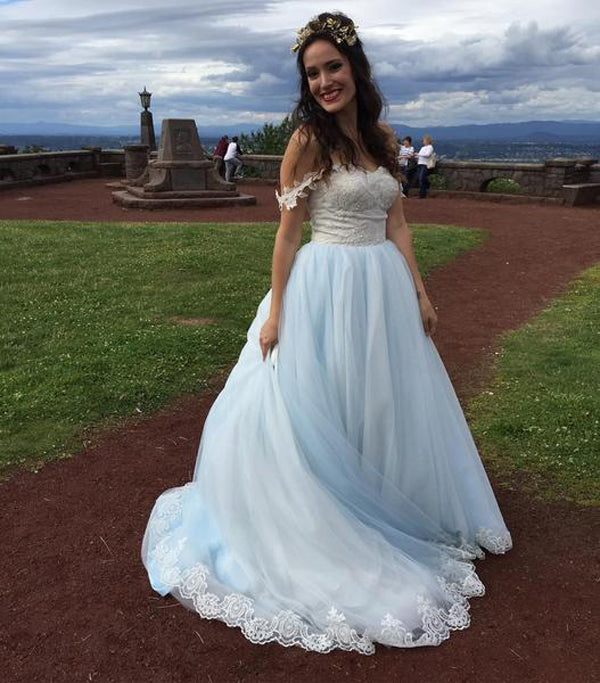 Light Blue Princess Wedding Dress
