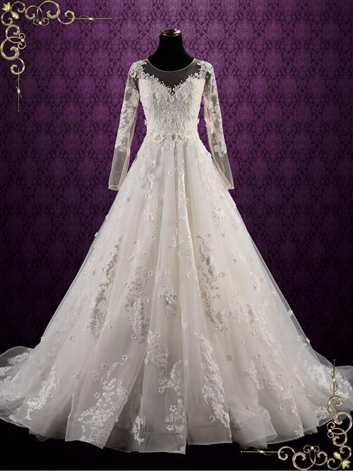Floral Lace Ball Gown Wedding Dress