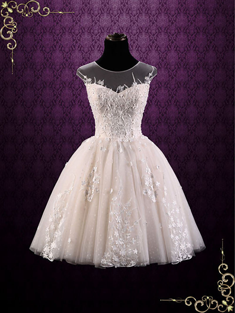 Vintage Floral Lace Short Bridesmaid Dress