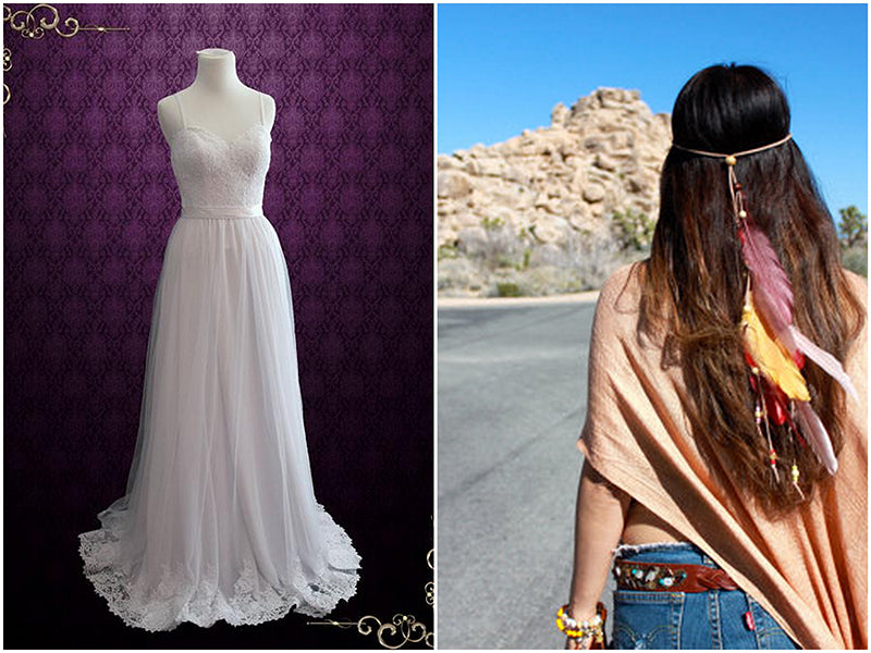 Simple Destination Lace Indie Wedding Dress