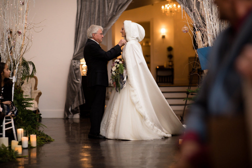 Erica Winter Wedding with Wedding Cloak