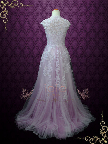 Purple Boho Lace Wedding Dress