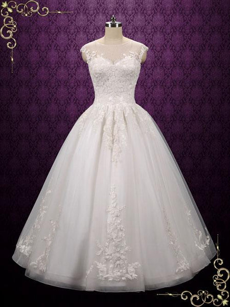 Lace Ball Gown Wedding Dress with Illusion Neckline