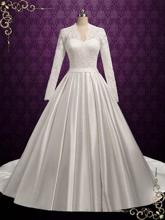 Classic Lace Ballgown Wedding Dress with Long Sleeves