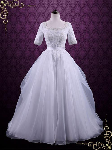 Princess Modest Ball Gown Wedding Dress with Sleeves