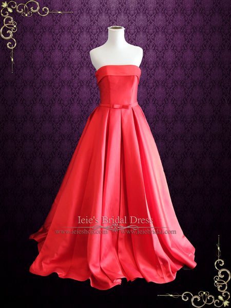 Strapless Red A-line Gown