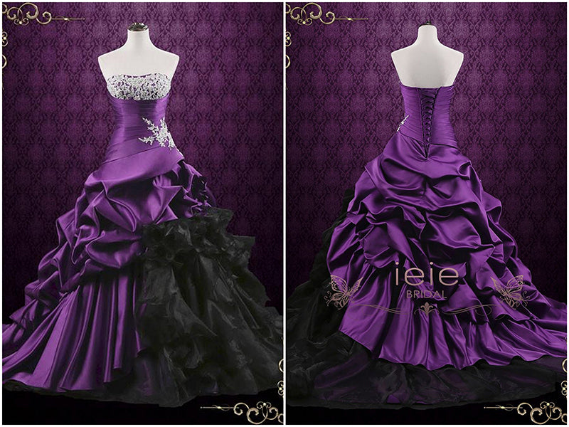 Unique Purple Lace Ball Gown