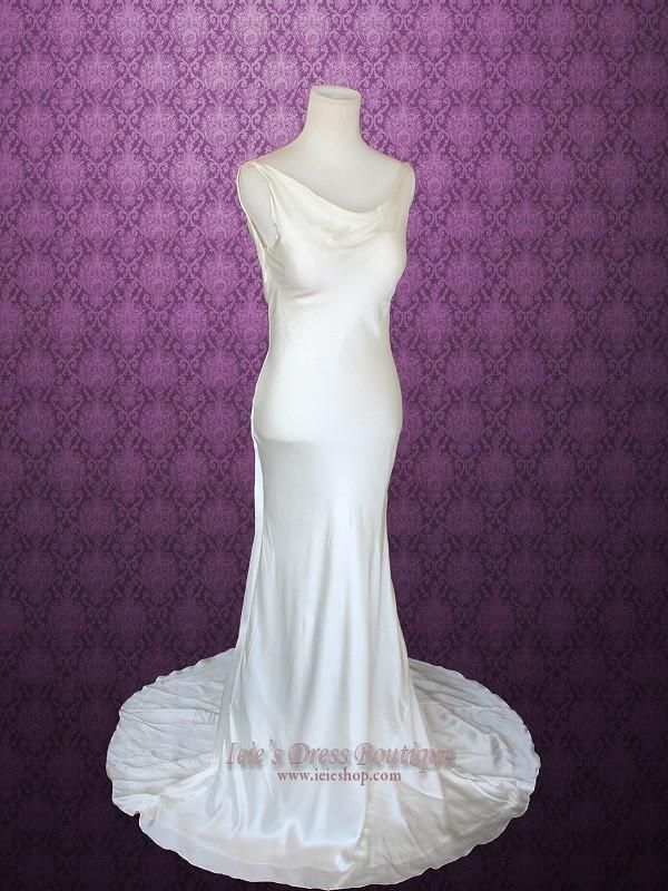 Retro Hollywood Silk Sheath Wedding Gown