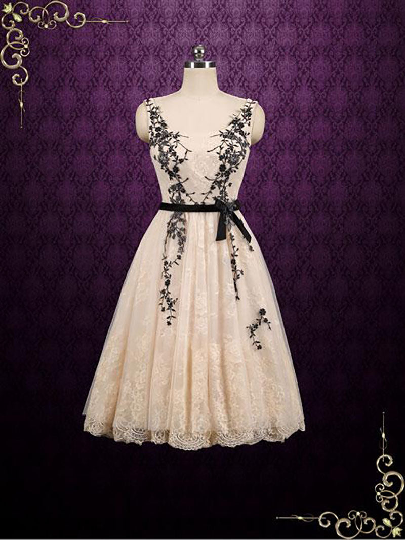 Short Lace Formal Dress with Black Lace