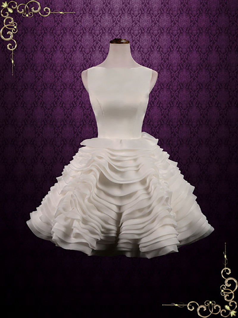 Short Bridesmaid Dress with Layered Ruffled Skirt