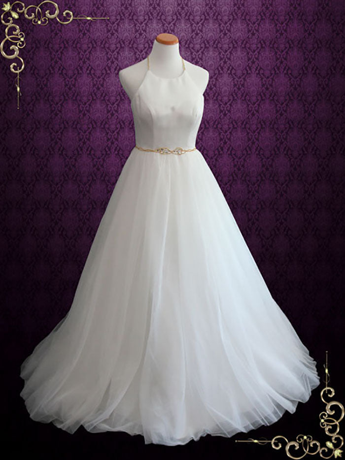 Simple Halter A-line Wedding Dress