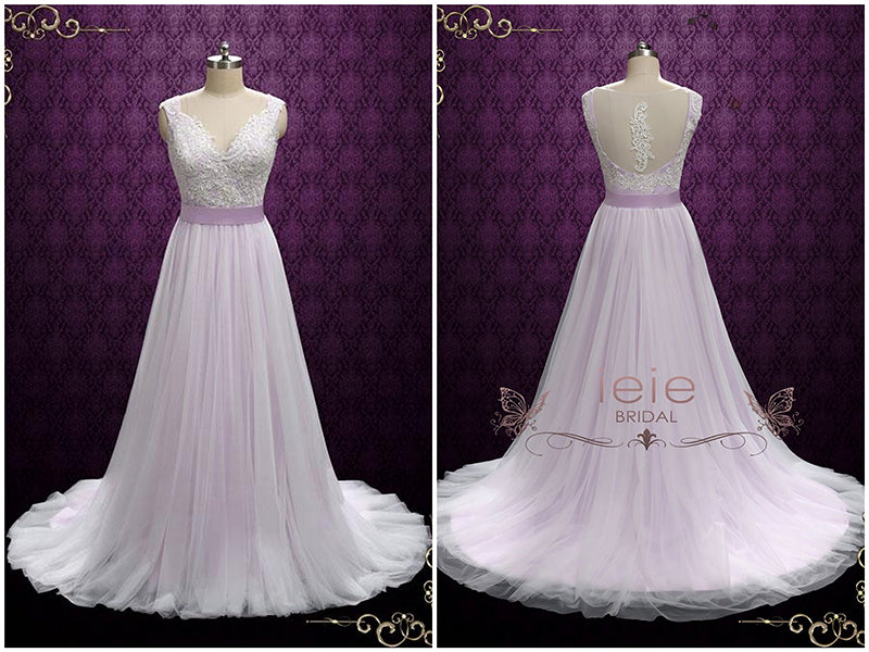 Purple Fairytale Wedding Dress with Lace and Tulle