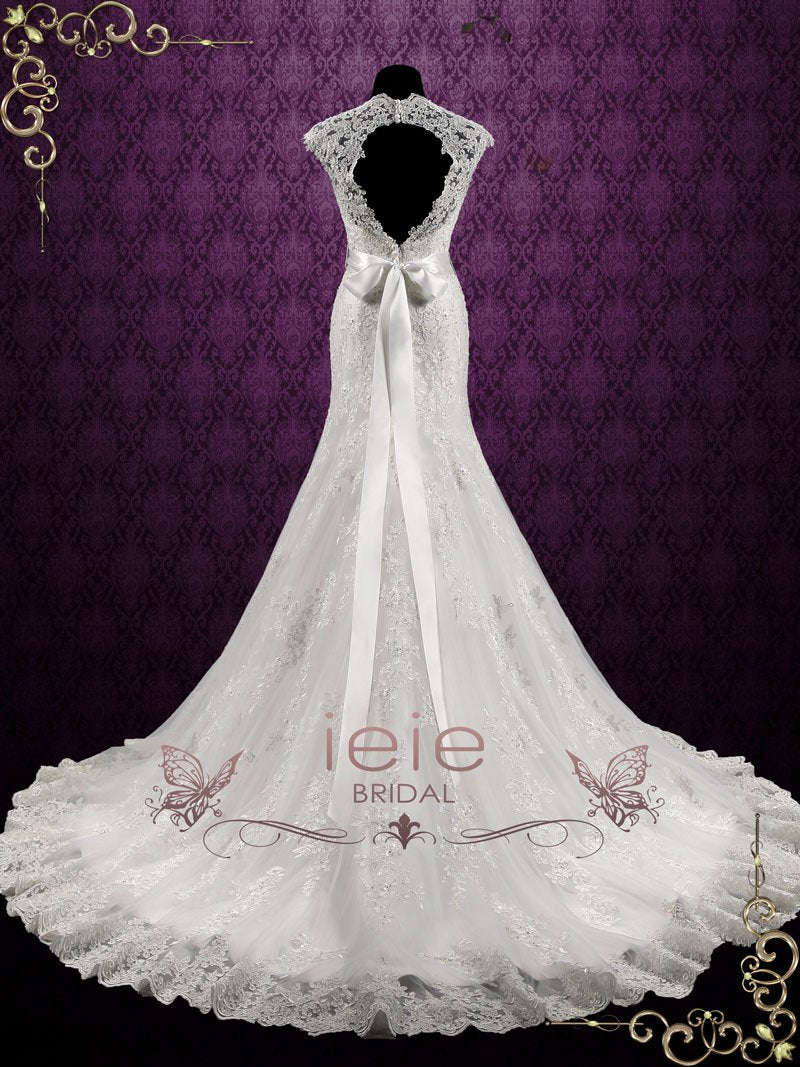 Vintage Style Lace Keyhole Back Wedding Dress