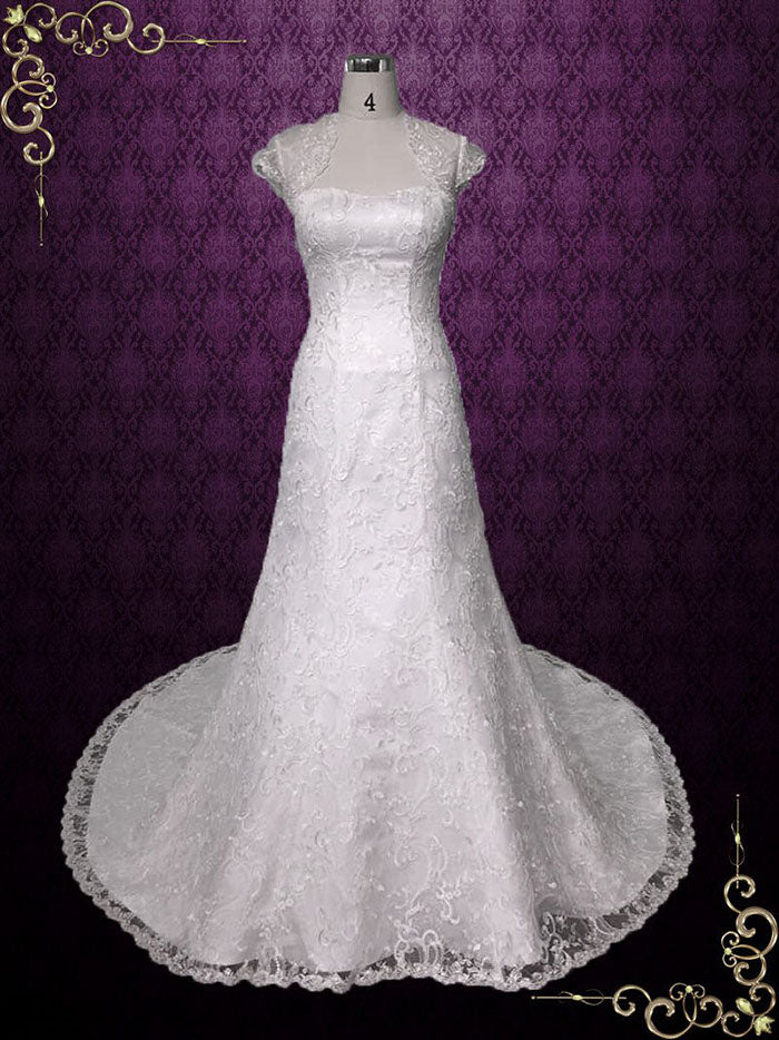 Vintage Style A-line Lace Wedding Dress with Jacket