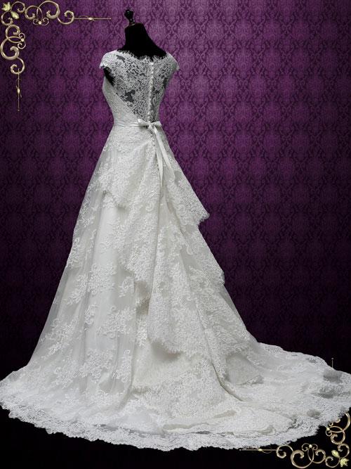 Vintage Lace Wedding Dress with Cascading Train