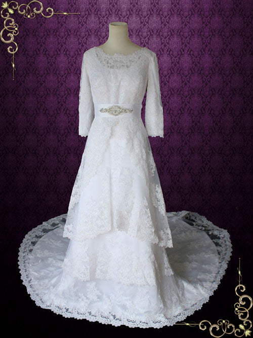 long sleeve jeweled wedding dress