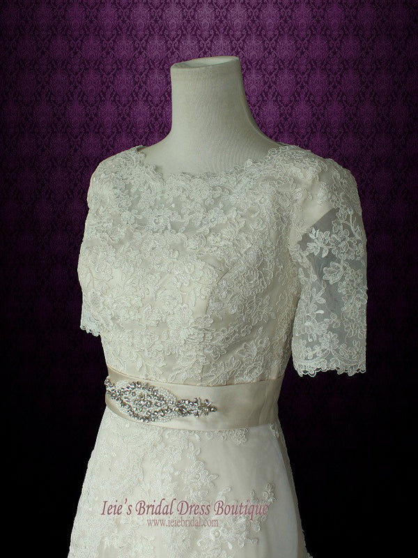 Modest Wedding Dress With Sleeves Vintage Lace Wedding Dress With